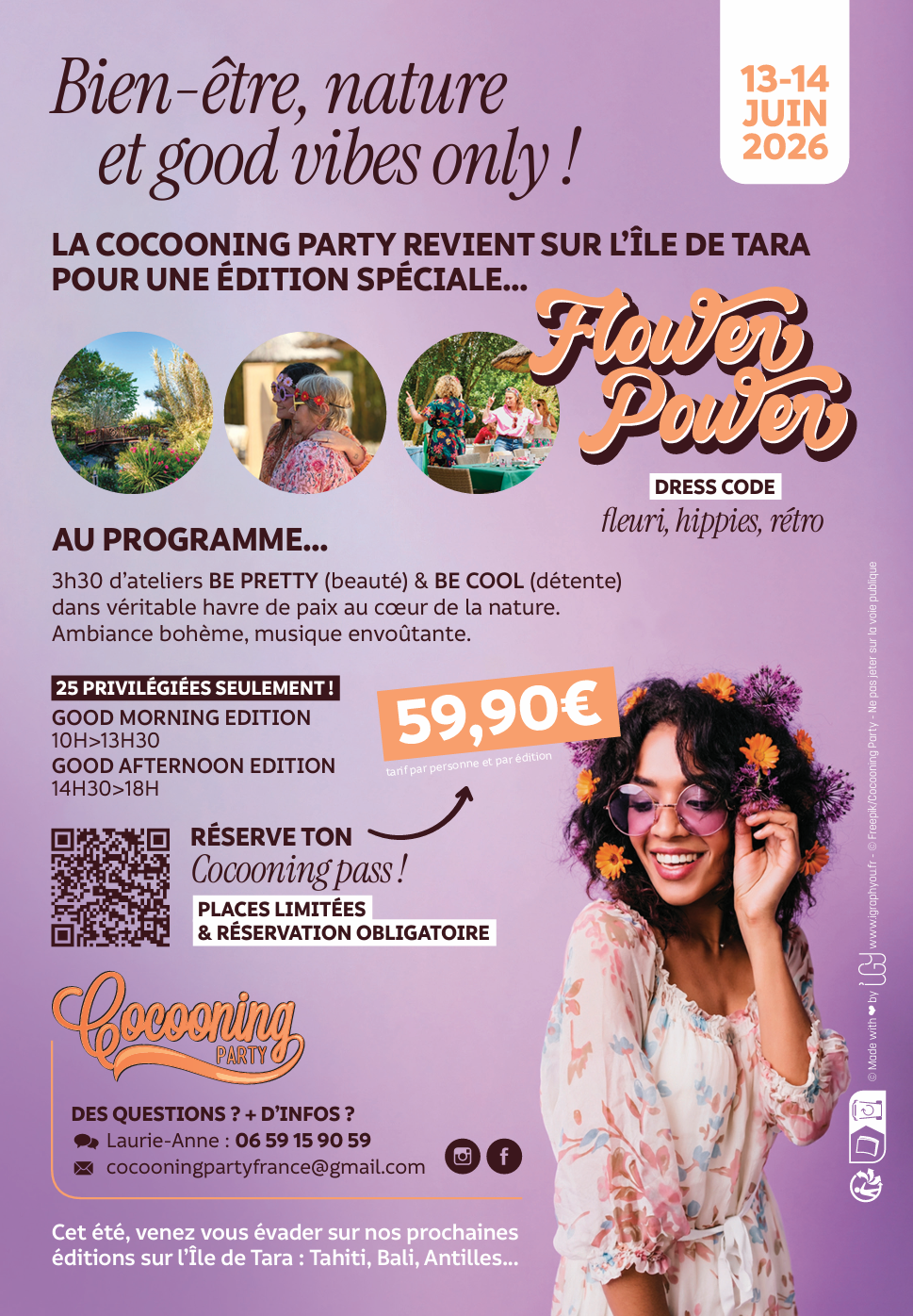 Cocooning Party les 13 et 14 Juin – Flower Power sur l’île de Tara 
